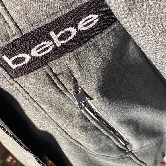 BEBE - tunic jacket: grey lined utility l/s hooded flared w pockets & logos - XL - Picture 12 of 16